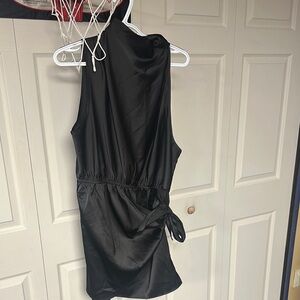 SHEIN Black Asymmetrical Halter Sheath Dress